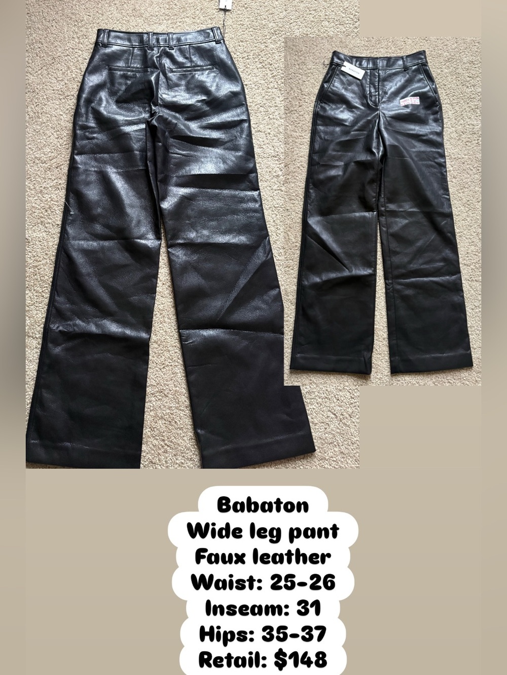 Aritzia Babaton Wide leg pant faux leather